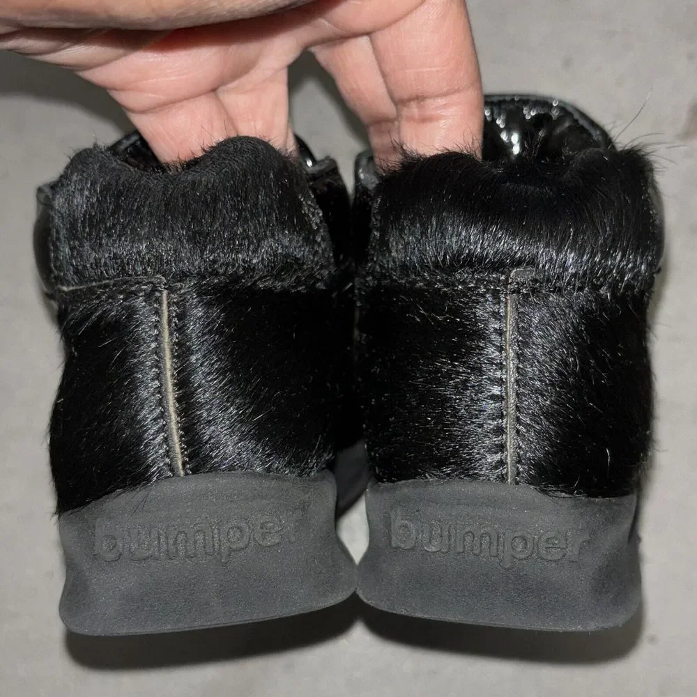 Giugiaro Bumper Black Pony Hair Ankle Chukka Boots EU 24‎ US  7 Gorpcore School